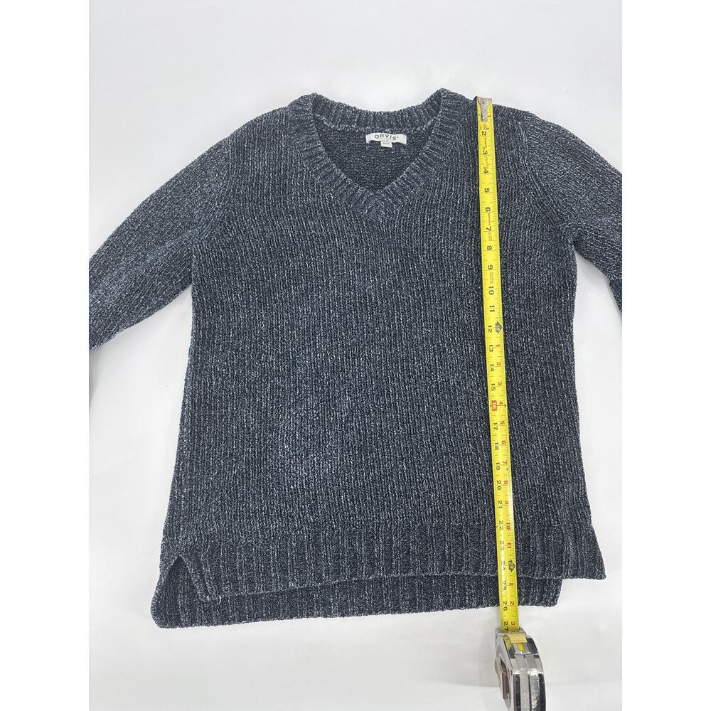 Orvis Chenille Sweater Navy Marled V Neck Soft Knit Pullover Size Small - Picture 4 of 7